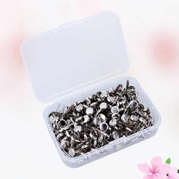 HEMOTON  200 Pcs Electroplating Two-leg Nails Keyhole Fastener Crafts Paper Fasteners Office Silver