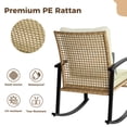 thumbnail image 6 of LAZZO 3 Pieces Patio Outdoor Conversation Set with Lumbar Pillows and  Coffee Table, PE Wicker Rocking Chairs with Beige Cushions, 6 of 8