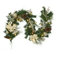 thumbnail image 3 of 6FT Christmas Garland with Lights, Prelit Artificial Christmas Garland with Pine Cones Poinsettia， Cordless Xmas Garland for Fireplace Mantle Stairecase Indoor Outdoor Holiday Home Decorations, 3 of 8