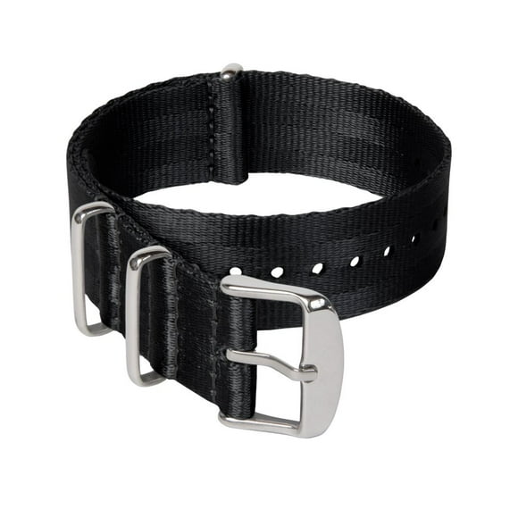 Archer Watch Straps - Seat Belt Weaved Nylon Military Style Watch Strap (Black, Stainless, 20mm)