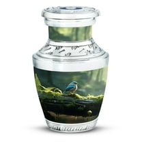 Blue Sparrow Small Urn, Mini Urns for Human Ashes, Miniature Urns for Human Ashes, Urns for Cremation Ashes Mother, Memorial Ash Holder, Funeral Urns, Burial Urns, Ashes Keepsake 3 Inch, 1 Pcs