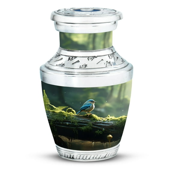 Blue Sparrow Small Urn, Mini Urns for Human Ashes, Miniature Urns for Human Ashes, Urns for Cremation Ashes Mother, Memorial Ash Holder, Funeral Urns, Burial Urns, Ashes Keepsake 3 Inch, 1 Pcs