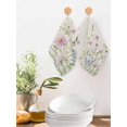 thumbnail image 2 of Flower Floral Kitchen Dish Towels for Drying Dishes Set of 3, Blue Pink Daisy Botanical Countryside Waffle Weave Microfiber Hand Tea Bathroom Towels Quick Dry & Absorbent Towel 12x12, 2 of 7