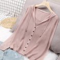 thumbnail image 2 of Kureaily Women's Loose Fitting Drop Shoulder Knitted Cardigan Hooded Top Lightweight Ice Silk Sun Outerwear For Layering Loose Cardigan Coats, 2 of 4