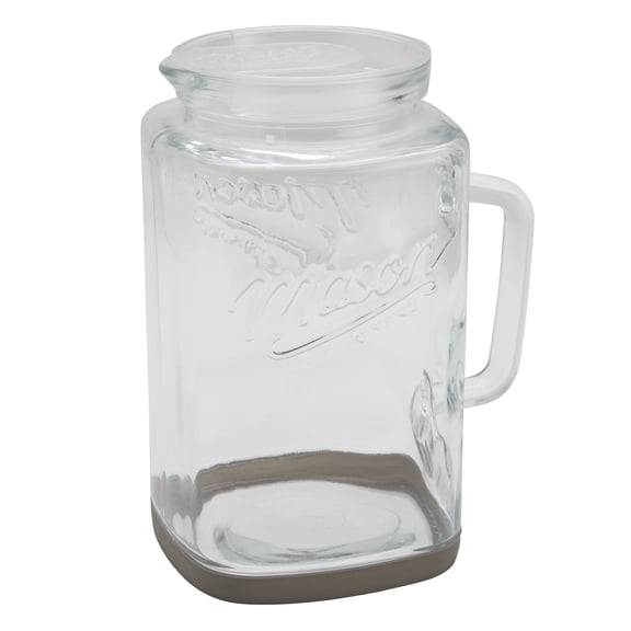 Mason Craft & More Glass 1 Gallon Pitcher with Removable Plastic Lid and Silicone Base, Gray, Well Suited to Cold Drink Preparation