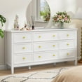 thumbnail image 2 of 9 Drawer White Dresser for Bedroom with Deep Drawers, Large Dressers & Chest of Drawers With Gold Handle, Modern Long Dressers for Closet Bedroom, Living Room (59.25" W x 15.75" D x 30.9" H), 2 of 14