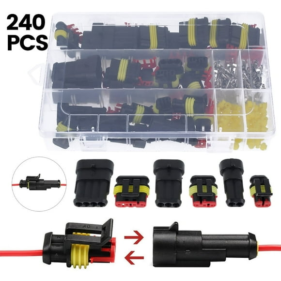 AMERTEER Car Automotive Connector Plug 240Pcs Waterproof Electrical Wire Cable 1/2/3/4 Pin Automobile Motorcycle Terminal Plug Kit