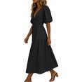 thumbnail image 7 of Iyufng Long Summer Puff Sleeves Dresses for Women V-Neck with Fitted Waist and Back Zipper, 7 of 7