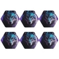 thumbnail image 2 of Pofeuu Purple Sky Wolf Print Leather Coasters Set of 6, Round Cups Mugs Mat Pad for Home Kitchen Heat Resistant Drink Coasters,Hexagon, 2 of 7