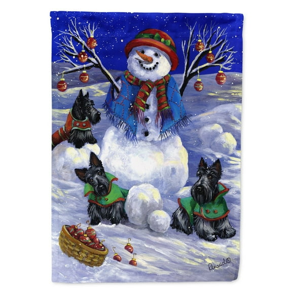 Carolines Treasures PPP3184CHF Scottie Christmas Snowman Flag Canvas House Size  Large multicolor