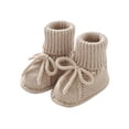 thumbnail image 2 of JDQJBZ Baby Girls Knitting Shoes Solid Color Bow Decor Soft Sole Socks Shoes Walker, 2 of 3