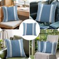 thumbnail image 4 of Throw Pillow Covers 18x18 Inch, Vintage Steel Blue Striped Decorative Pillow Cases for Couch Sofa Bed, Farmhouse Modern Stripes Boho Cotton Linen Square Home Decor Pillowcases with Hidden Zipper, 4 of 9