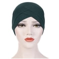 thumbnail image 3 of Lroveb Turbans for Women Head Wrap Hijab Stretch Cloth Forehead Cross Indian Hat Crystal Linen Turban Muslim Bottoming Beanie Hat, 3 of 5