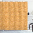 thumbnail image 1 of Earth Tones Shower Curtain, Autumn Season Colors Digital Leaves Forming Dimensional Spirals, Fabric Bathroom Set with Hooks, 69W X 70L Inches, Apricot Rust Earth Yellow, by Ambesonne, 1 of 3