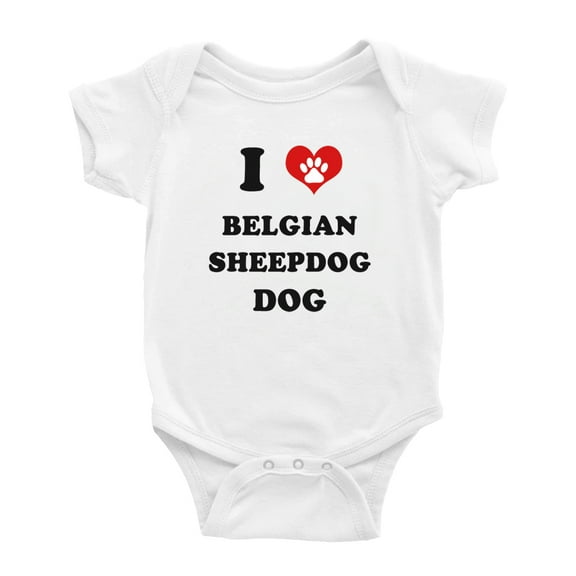I Heart Belgian Sheepdog Dog Funny Baby Rompers Newborn Outfits (White, 3-6 Months)
