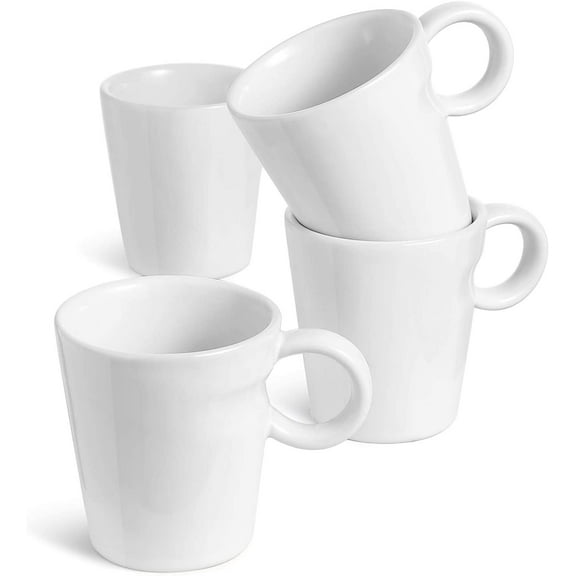 5 oz Espresso Mugs, Ceramic Small Stackable Coffee Cups, Designed for Double Shots of Espresso, Lungo and Tea, Perfect for Coffee Machine and Maker, Set of 4, White