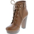 thumbnail image 6 of Top Moda Women's Cici-1 High Heel Lace Up Ankle Boots Platform Booties with Studs, 6 of 7