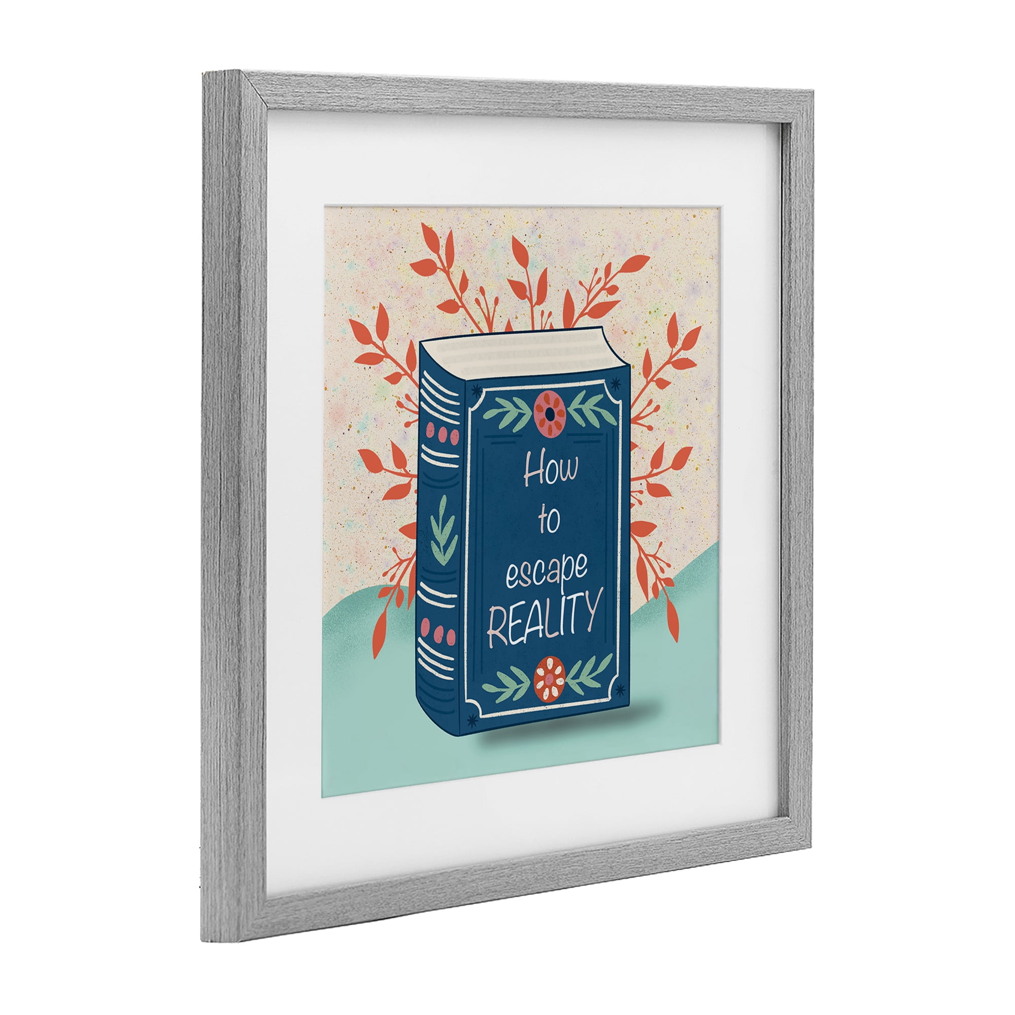 Stupell Industries How To Escape Reality Gray Framed Print Under Glass, design by Julia Frost
