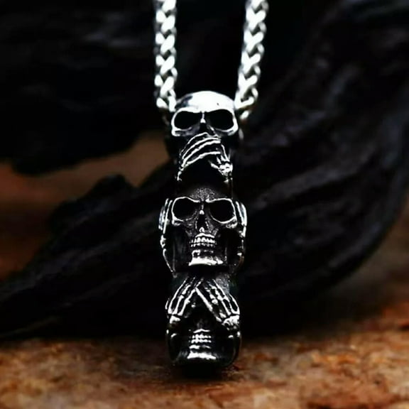 GKNET Mens Stainless Steel Skull Pendant Necklace Gothic Punk Retro Delicate Jewelry Chain 24"