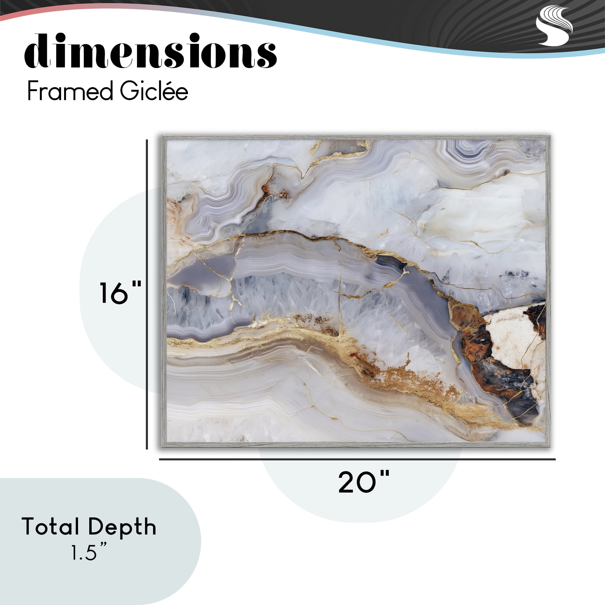 Stupell Industries Marbled Gold Stone Gray Framed Giclee Art, design by Svetlana Aleynikova
