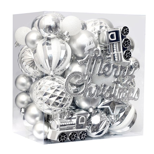 Dinheiro 65PCS Adornos de Bolas de Navidad, Adornos Colgantes de Boda Festivos Inastillables Pintados Decoración del Árbol de Navidad
