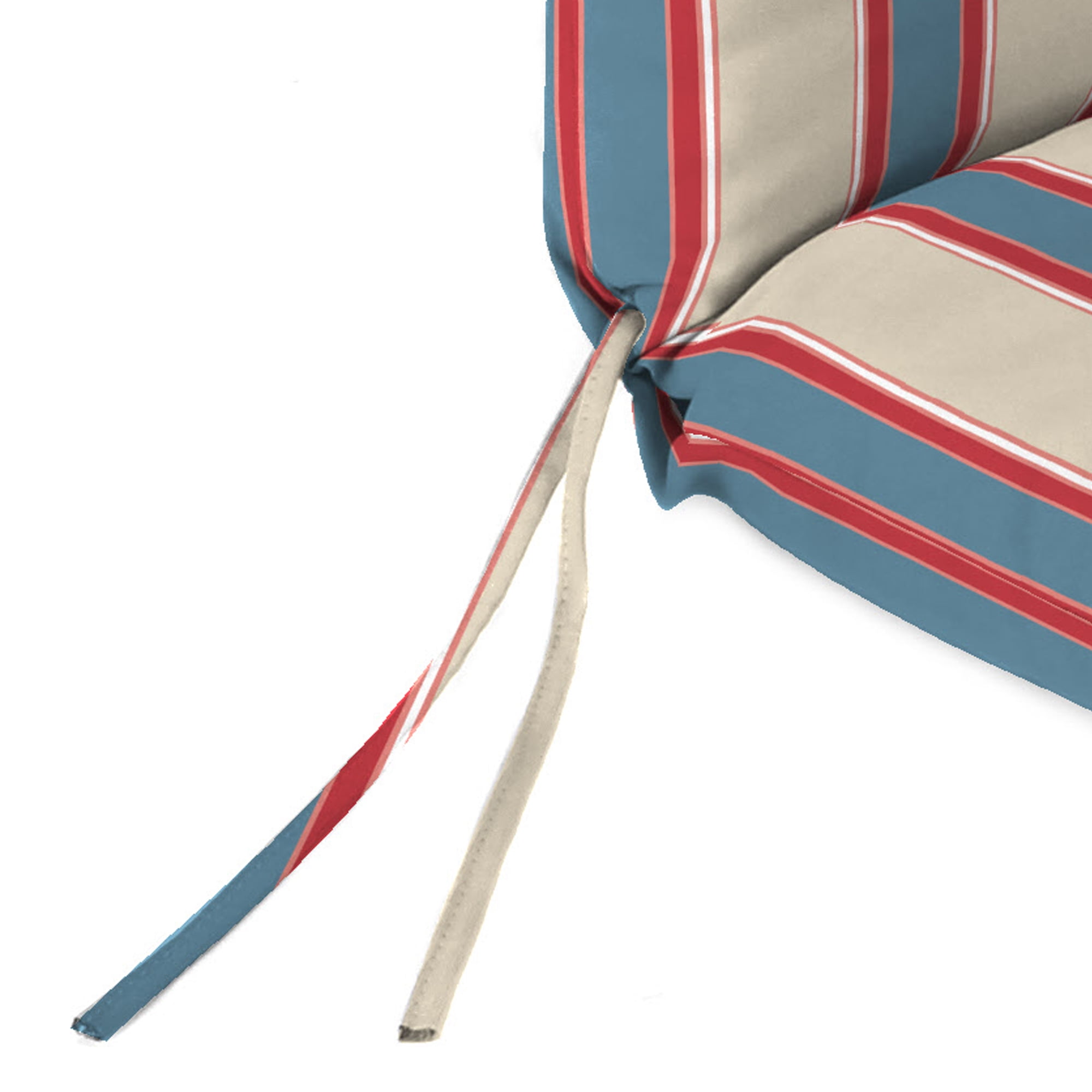 Jordan Manufacturing 44" x 22" Sanders Ravine Multicolor Stripe Rectangular Outdoor Chair Cushion with Ties and Hanger Loop
