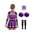 thumbnail image 2 of TiaoBug Kids Girls Cheerleading Outfit Sparkle Cheer Crop Top with Pleated Skirt & Flower Balls Socks Hairband Purple 10, 2 of 6
