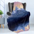thumbnail image 4 of Landscape Soft Flannel Fleece Blanket, Print of Digital Art of Mountain Reflection on Lake Snowy Mountains, Cozy Plush for Indoor and Outdoor Use, 50" x 70", Dark Blue and Champagne, by Ambesonne, 4 of 5
