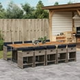thumbnail image 1 of vidaXL 11 Piece Garden Dining Set with Cushions Grey Poly Rattan, 1 of 5