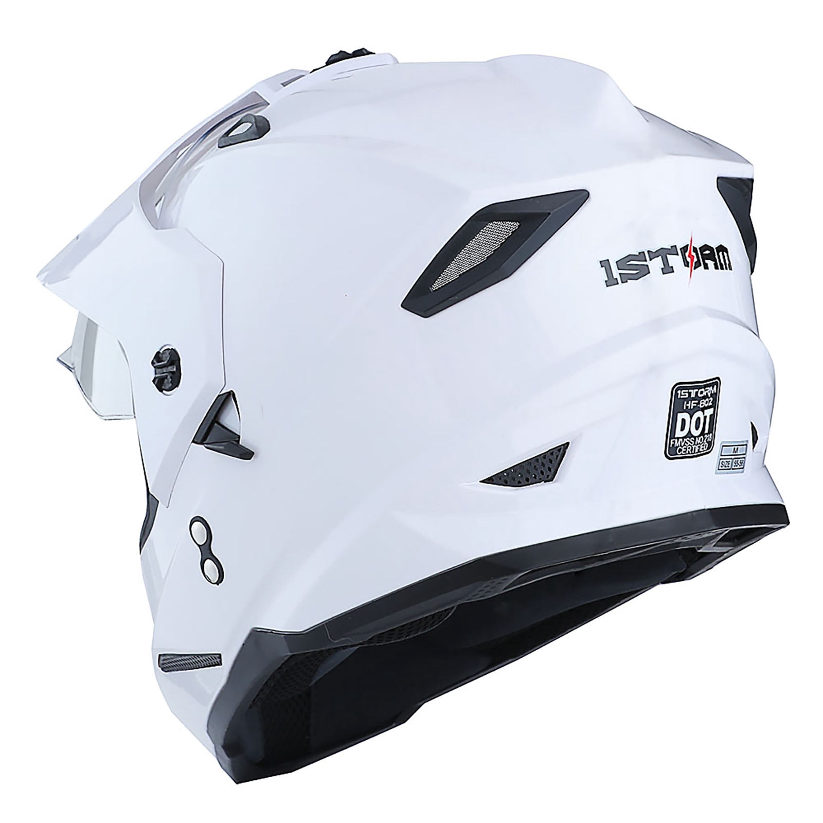 1Storm Dual Sport Motorcycle Motocross Off Road Full Face Helmet HF802 Dual Visor Glossy White