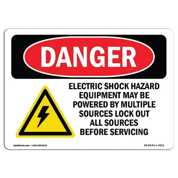 SignMission OS-DS-A-1218-L-2311 12 x 18 in. OSHA Danger Sign - Electric Shock Hazard Equipment