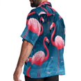 thumbnail image 3 of Flamingo Tropical Rainforest Men's Short Sleeve Casual Printed Button Down Beach Shirt - Summer Unisex Top, 3 of 6