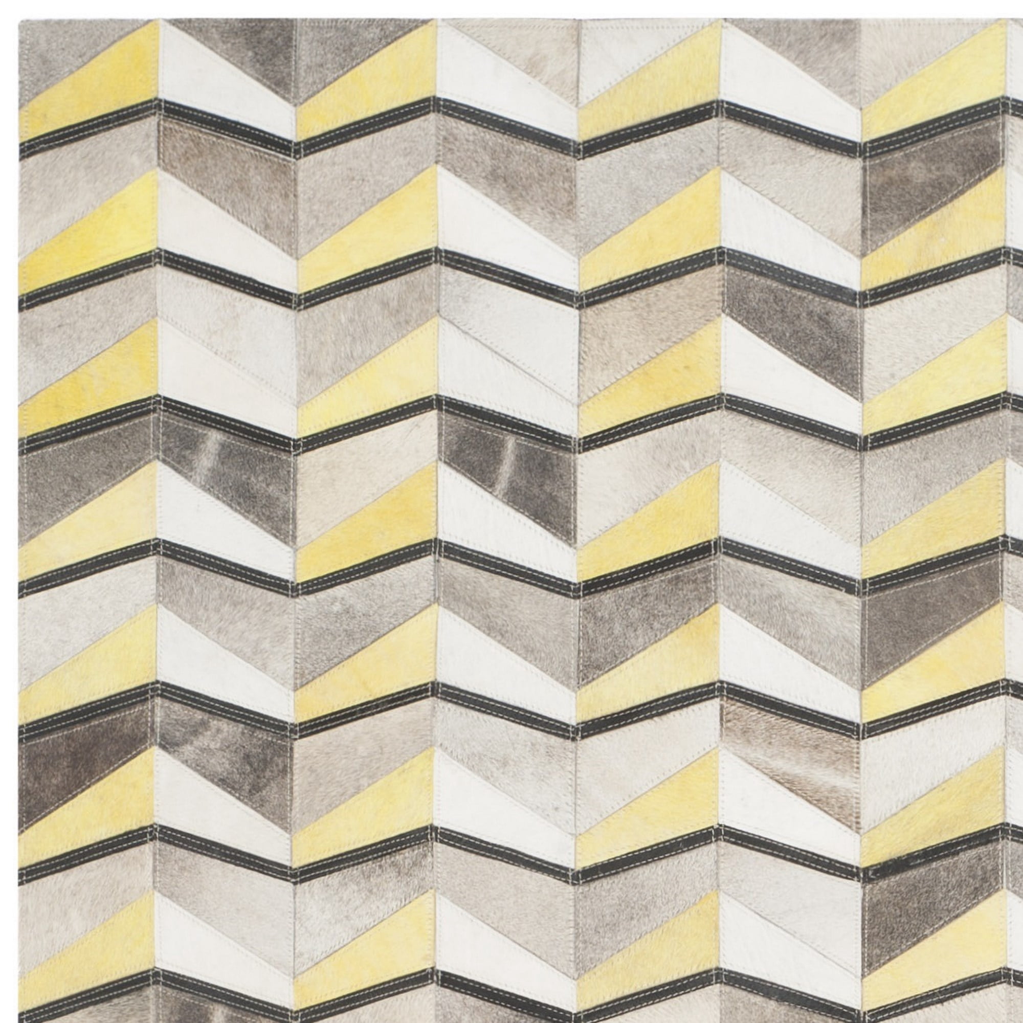 SAFAVIEH Studio Leather Xzavier Geometric Area Rug, Ivory/Yellow, 5' x 8'