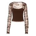 thumbnail image 4 of Tisuna Women Long Sleeve Lace T-Shirts Fashion Solid Color Square Neck Tops Ladies Work Office Tee Shirts Size S, 4 of 4