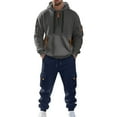 thumbnail image 2 of CharmCyan Men’s 2-Piece Hoodie and Jogger Sweatpants Set, Casual Athletic Tracksuit with Zip Pockets, Soft Fleece Lining, Comfortable Fit Dark Gray M, 2 of 2