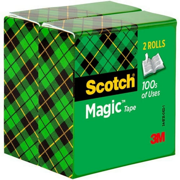 Scotch Magic Tape - 72 yd Length x 0.75" Width - 3" Core - 1 Pack - Clear | Bundle of 2 Packs
