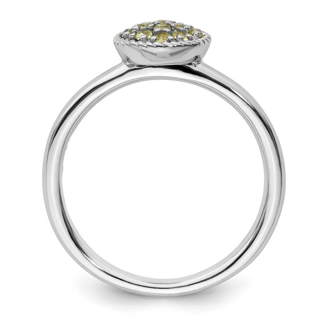 925 Sterling Silver Polished Prong set Stackable Peridot Rhodium Ring Size 10 Stackable Ring for Women