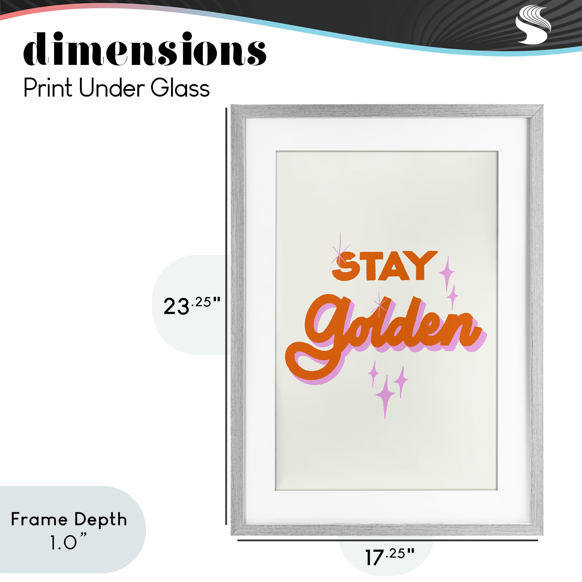 Stupell Industries Stay Golden Retro Letters Gray Framed Print Under Glass, design by Indira Prieto | IndySign
