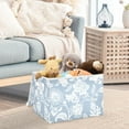 thumbnail image 5 of Floral on Blue Large Lidded Bin Foldable Storage Baskets Boxes Cubes Lids with 2 Handles for Home Bedroom Office 16.5x12.6x11.8inch, 5 of 7