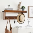 thumbnail image 2 of Gymax Entryway Hanging Wood Coat Rack Wall Mounted Upper Shelf w/ 3 Double Hooks Brown, 2 of 10