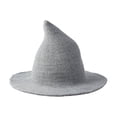thumbnail image 1 of ZHAOCHENG Sombrero de bruja mago para mujer (gris 56-58 cm), sombrero de lana, ropa para adultos, accesorios de fiesta, sombrero de juego de rol de camuflaje de Halloween, 1 of 5