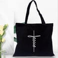 thumbnail image 4 of Bolso de compras de moda para mujer, bolso de lona con estampado de Jesús es mi Dios, bolso de hombro plegable, ecológico, reutilizable, bolso de compras cristiano para mujer, 4 of 5