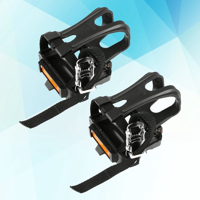 RUNROTOO 1Par Clip Para Pedal De Nylon Negro Con Correa Para Uso En Bici De