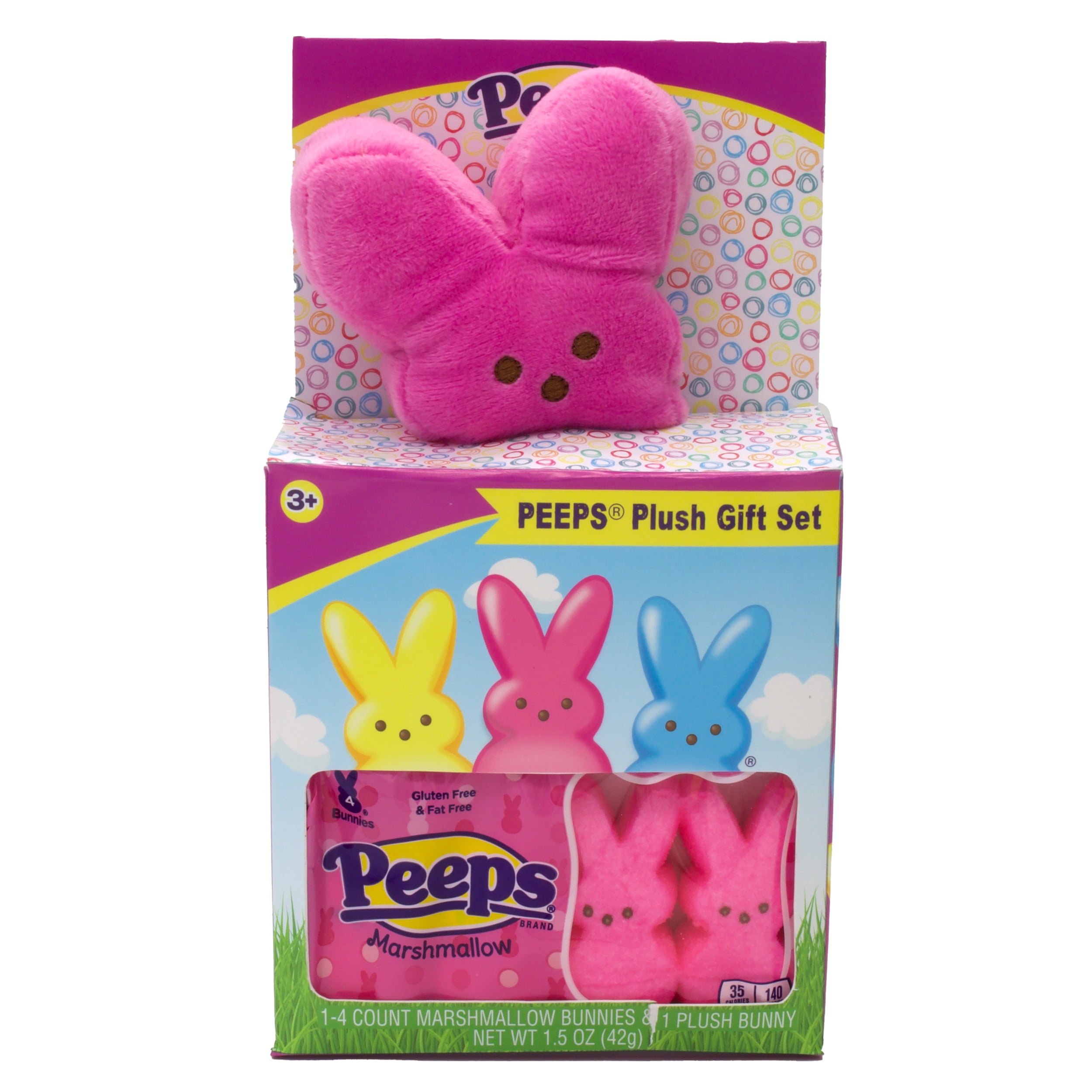 Peeps Easter Plush Bunny with 4 Pack Marshmallow Bunny Candy, 1.5oz