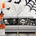 thumbnail image 6 of Halloween Pillow Covers 18x18 Set of 4 Black Halloween Decorative Throw Pillows Skeleton Ghost Pillow Cases Home Outdoor Sofa Couch Cushion Covers for Halloween Decorations (18 by 18), 6 of 6