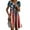 Navy, variant on Women's Casual Short Sleeve Patriotic Dress, Round Neck American Flag Stars & Stripes Print Summer Midi Dress for 4th of July ,Blue L