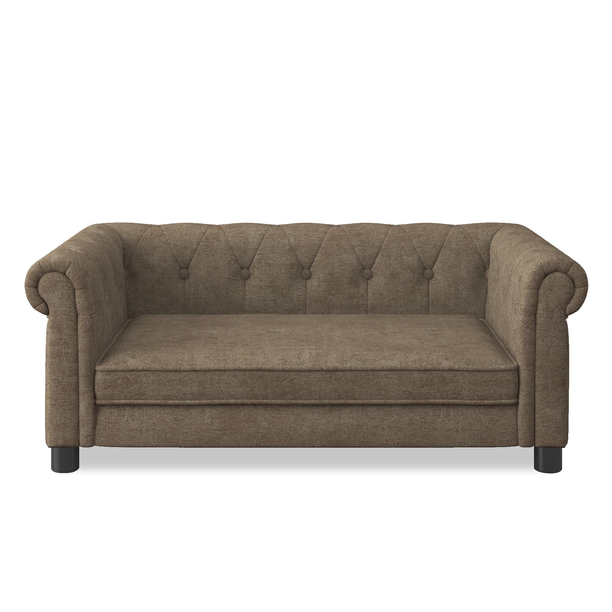 Noaman Elevated Dog Sofa Bed for Small & Medium Dogs, 40"x23"x16" Rectangular Pet Bed with Linen Fabric, Modern Brown Dog Couch, Supports Up to 100lbs