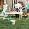 thumbnail image 2 of Patiojoy 4 FT Folding Ice Table Portable Outdoor Cooler Table with Drain Removable Matching Skirt, 2 of 10