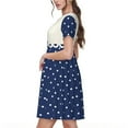 thumbnail image 2 of Picia Vintage Blue Polka-dot Pattern Women's Short Sleeve Summer Dress Pleated Loose Swing Knee Length Short Sleeve Swing Dresses, 2 of 6