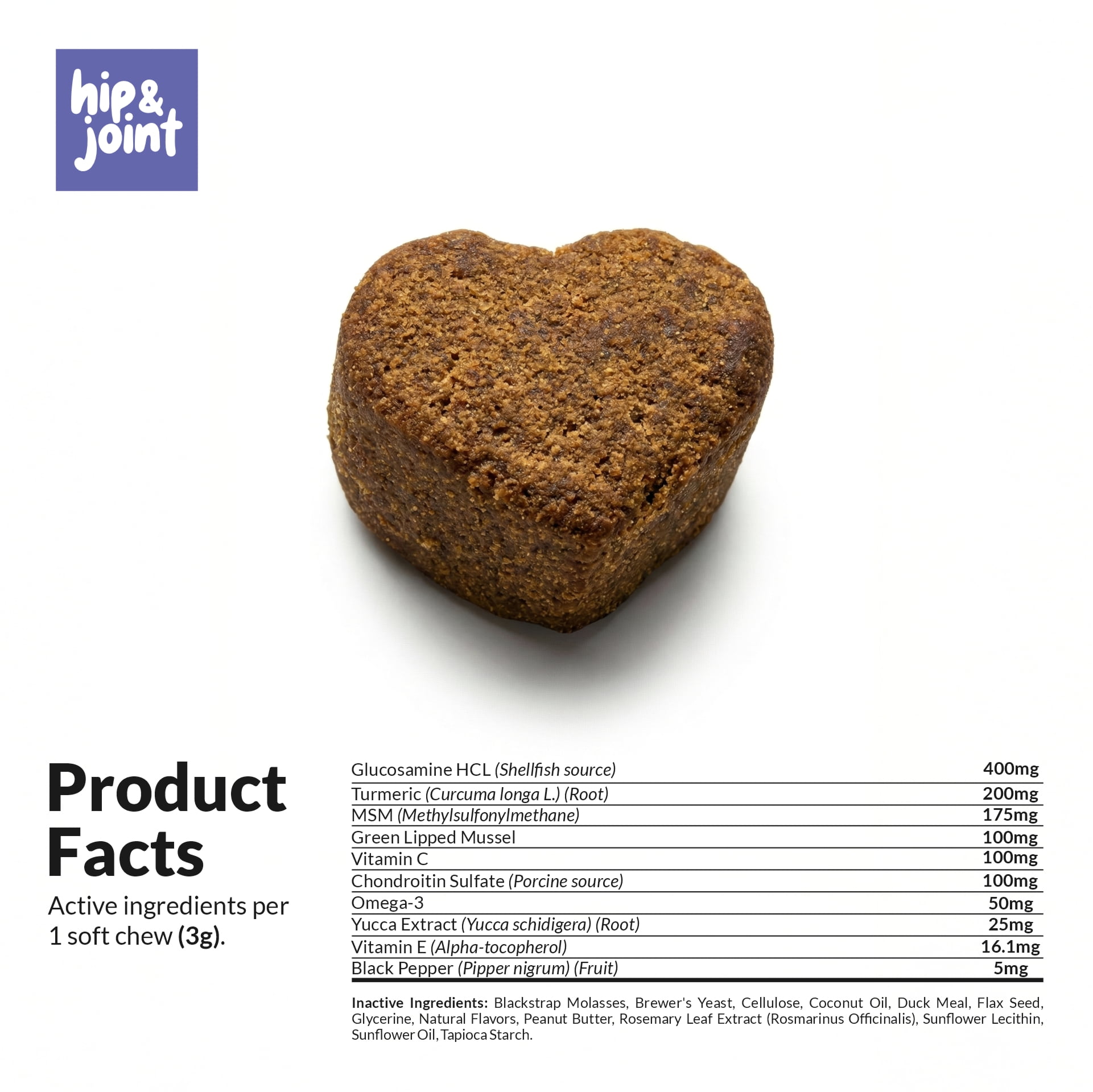 Coco and Luna Hip & Joint Supplement for Dogs - 90 Soft Chews - with Green Lipped Mussel, Glucosamine, Turmeric, Fish Oil, MSM and Yucca Schidigera (Soft Chews)